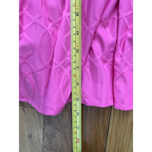 Jude Connally Tierney Shift Dress Small Pink Geometric Jacquard Ruffle Preppy - Picture 7 of 8